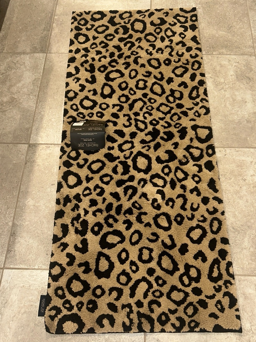 Rachel Zoe Leopard Bath Rug Designer Luxury Plush Mat - Non-slip Runner 24 x 60”
